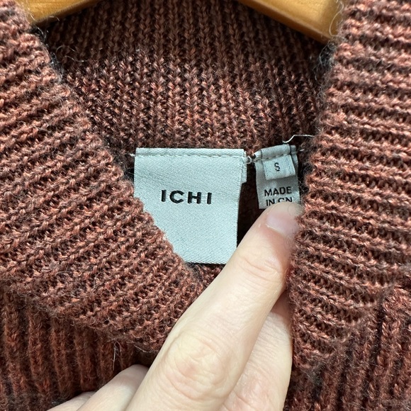 Ichi Denmark Wool Blend Rust gray Ribbed Knit Sweater balloon long sleeve brick - Picture 4 of 6